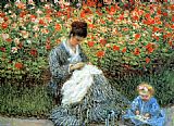 Monet Canvas Paintings - Camille Monet with a child 1875